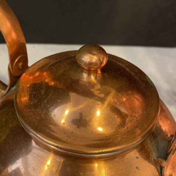 Vintage Antique 7" Copper Teapot Kettle with Lid - Picture 4 of 16